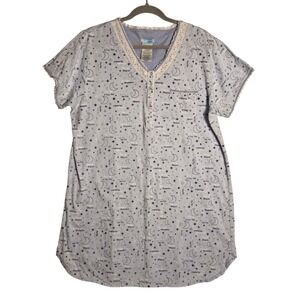 Moon Dance Women's L Nightgown Sleepshirt Blue Moon Stars Print Short Sleeve